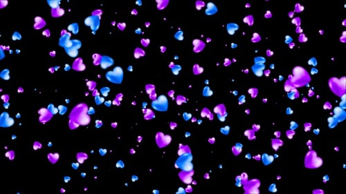 Shiny Blue and Purple Hearts Falling Loop
