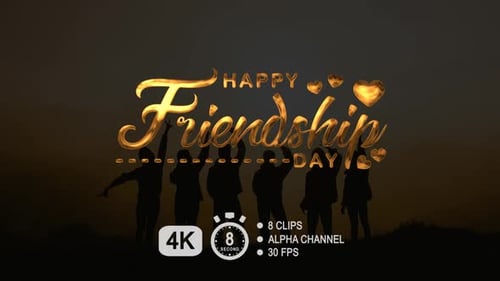 Happy Friendship Day Golden Text Animation