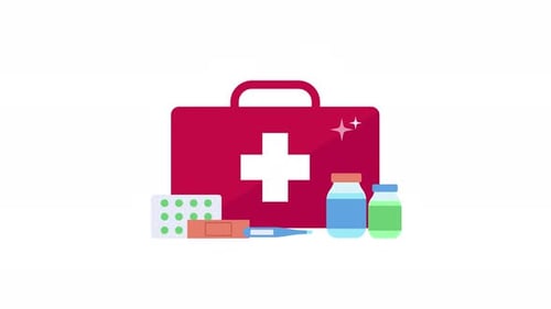 First Kit Aid Animation on Transparent Background, Alpha Channel