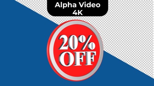 Animated 3D 20% Off Rotating Discount Sale Icon