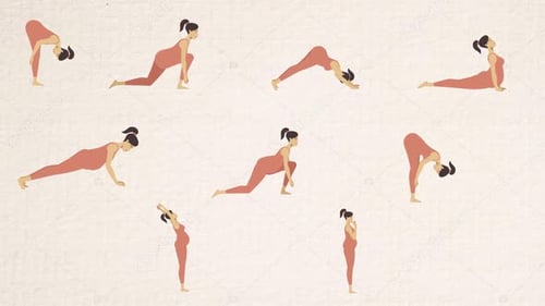 Animated Pregnant Woman Practicing Yoga Poses for Fitness and Wellness