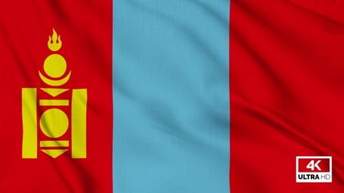 Mongolia National Flag Waving Realistic Loop Animation