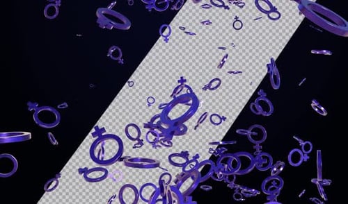 Floating Purple Female Gender Symbols 3D Abstract Background