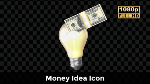 Animated Lightbulb Idea Generating Money
