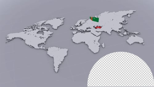 Modern 3D World Map Animation with Highlighted Countries and Flags