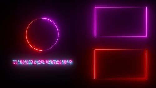 Pantalla final de Youtube con marco de neón rojo y rosa V4