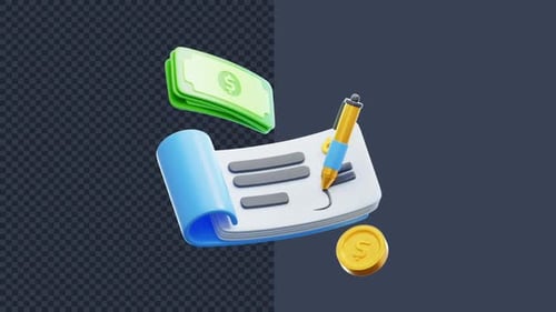 3D Money Cheque Animation