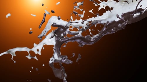 Dynamic Milk and Chocolate Fluid Splash Animation