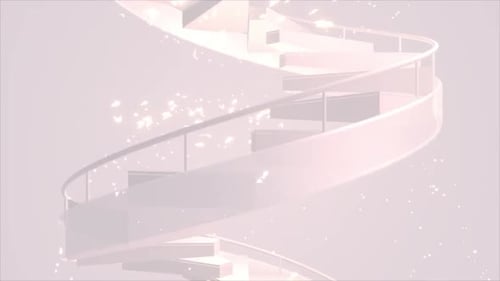 Elegant Rotating Spiral Staircase with Glowing Light Particles