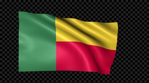 Benin National Flag Waving Alpha Channel Loop