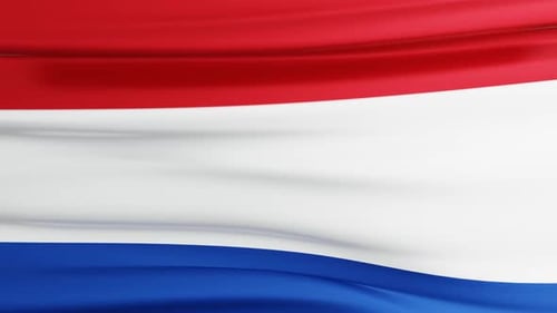 4K Dutch flag ribbon waving banner Transition animation with alpha channel background