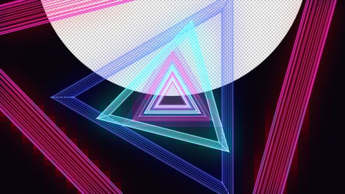 Abstract Neon Tunnel of Rotating Triangles