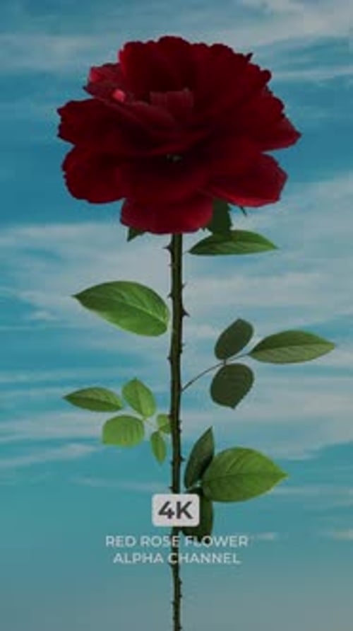 Red Rose with Green Leaves On a Transparent Background