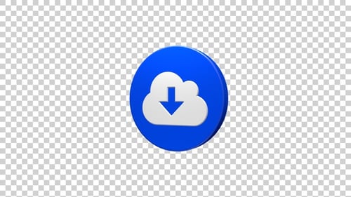 3D Rotating Cloud Download Icon Animation