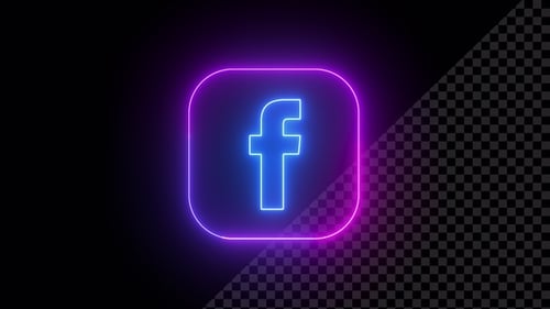 Neon Facebook Social Media Logo Icon Reveal Animation