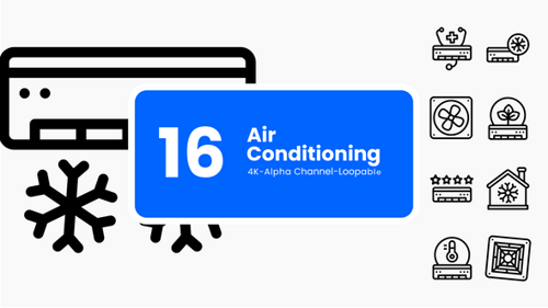 Cooling & Temperature Control Icons – Animated Climate Line Set