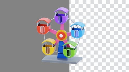 3D Animation of Rotating Mini Ferris Wheel | Alpha Channel
