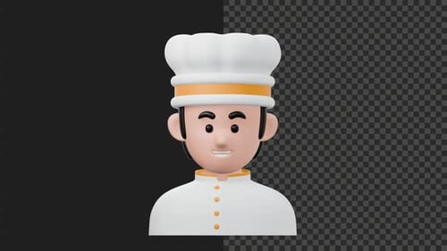 Stylized 3D Chef Character Smiling Winking Animation