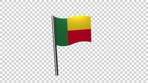 Benin Flag 3D Animation Loop with Alpha Channel
