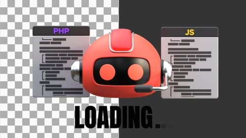 3D Animation of AI Coding Assist Bw Loader | Alpha Channel