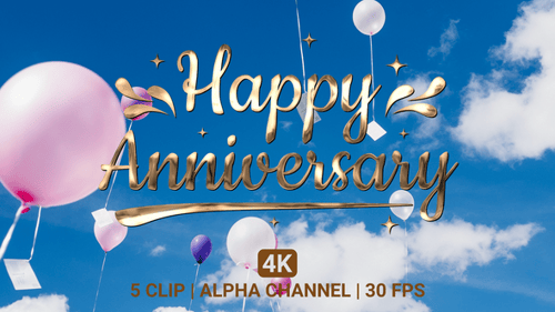 Happy Anniversary Elegant Text Reveal with Golden Flourishes