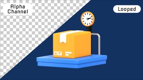 3D Package on Weighing Scale Animation | Alpha Channel