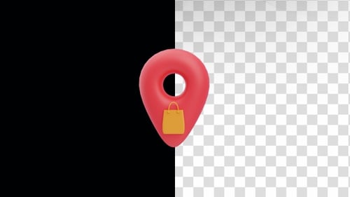 Icono de pin de ubicación de compras animado