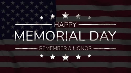 Happy Memorial Day Silver Text Animation