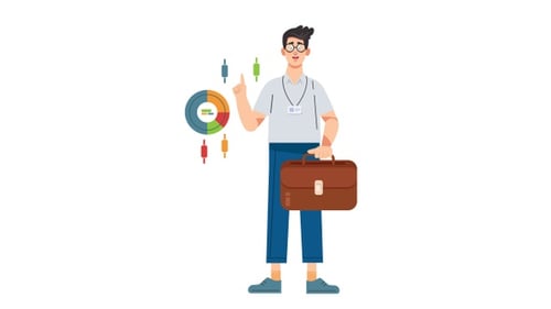 Animated Business Person Presenting Financial Data Flat Design