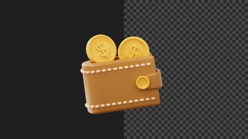 3D Cute Stylized Wallet Animation | FHD | Transparent | Alpha Channel | 6s