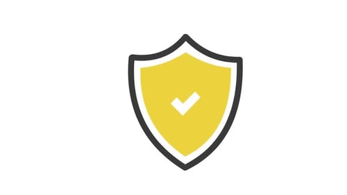 Animated Security Shield Icon with Checkmark in Flat Design