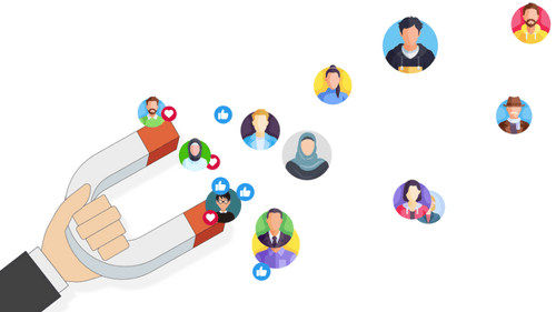 Animated Hand Magnet Attracting Diverse Social Media Audience