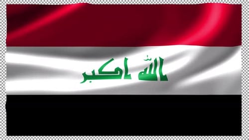 Realistic Waving Flag of Iraq with Alpha Channel