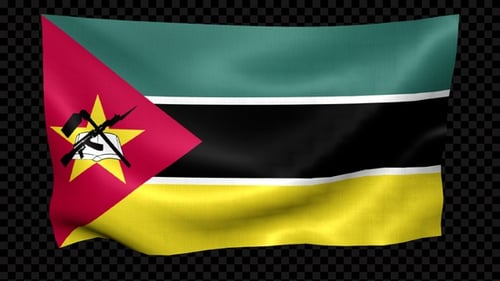 Mozambique National Flag Waving Animation with Alpha Channel