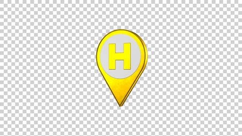 Icono dorado de ubicación del pin del mapa del hospital
