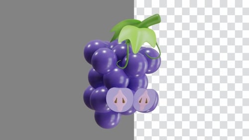 Animated 3D Grapes Bunch Rotating in Modern Style
