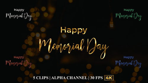 Happy Memorial Day Text Animation
