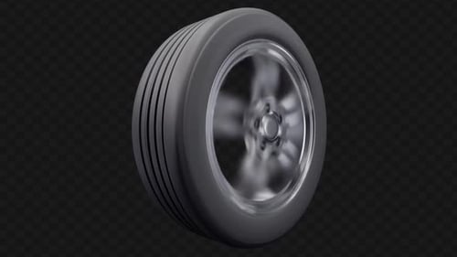 Dynamic Spinning Car Wheel with Shiny Rim 3D Animation