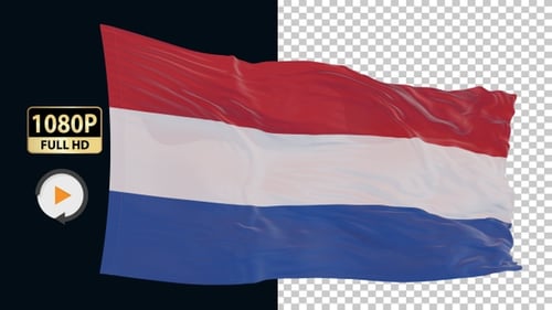 Realistic Netherlands Flag Waving Animation Loop