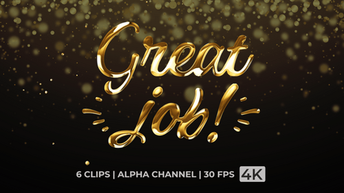 Animated Great Job Title with Sparkling Gold Text Reveal