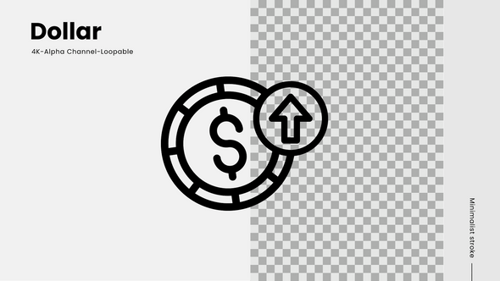 Minimalist Animated Dollar Sign with Upward Arrow Loop