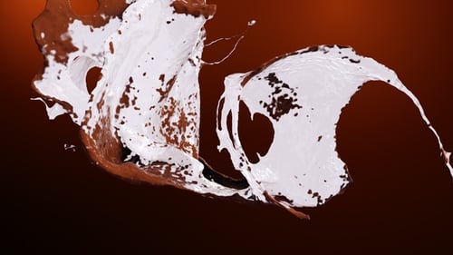 Dynamic Chocolate and White Liquid Splash and Swirl Animation