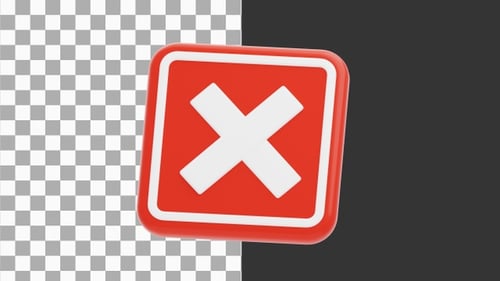 3D Cross Mark Notification | Alpha Channel