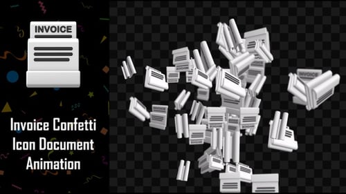 Dokumentanimation mit Rechnungskonfetti-Symbol