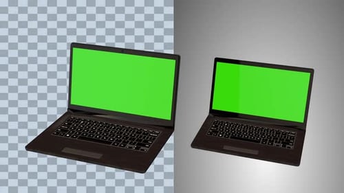 2 items Laptop Mockup green screen animation with Alpha