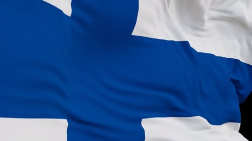 The Finland with alpha channel waving in the wind in slow motion