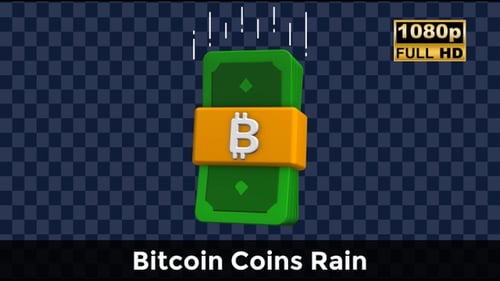 Rotating 3D Bitcoin and Money Banknotes Icon Animation