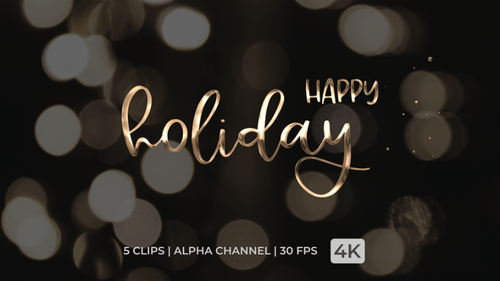 Happy Holiday Animated Script Text with Metallic Colors