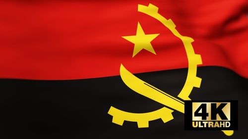 Angola Flag Waving Loop with Realistic Fabric Texture
