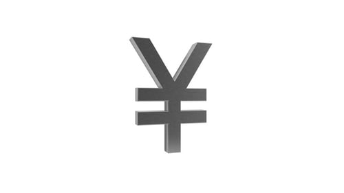 3D Yen Symbol Silver